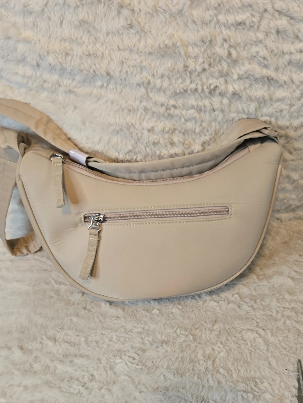Neutral Quilted Crescent Crossbody Bag - Women's Fashion NWOT